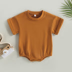 Lioraitiin 0-24M Baby Boys Girls Rompers Solid Short Sleeve O-neck
