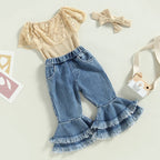 Lioraitiin 0-24M Infant Baby Girls 3Pcs Pants Set Sleeveless Lace