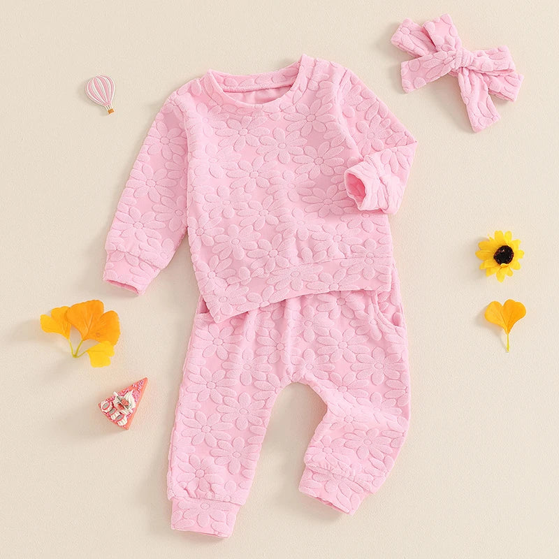 Lioraitiin Toddler Girl Outfit Daisy Embroidery Long Sleeve
