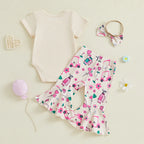 Lioraitiin Baby Girls Outfit Golf Print Short Sleeves Romper and