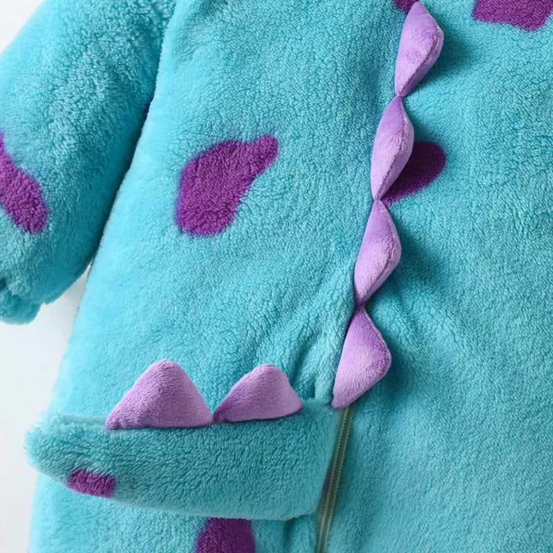 Lioraitiin 0-3Years Infant Baby Boy Girl Fleece Jumpsuit Horn Hooded