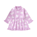 Lioraitiin Toddler Kids Girl Long Sleeve Dress Floral Print Ruffle
