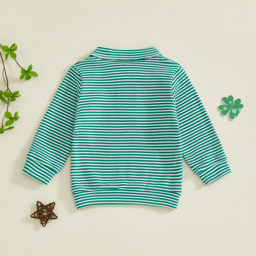 Lioraitiin Toddler Little Boy Irish Sweatshirt Striped Clover Letter
