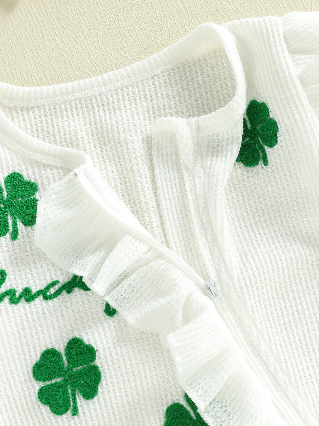 Lioraitiin Baby Girl Outfit Clover Letters Embroidery Ruffle Long