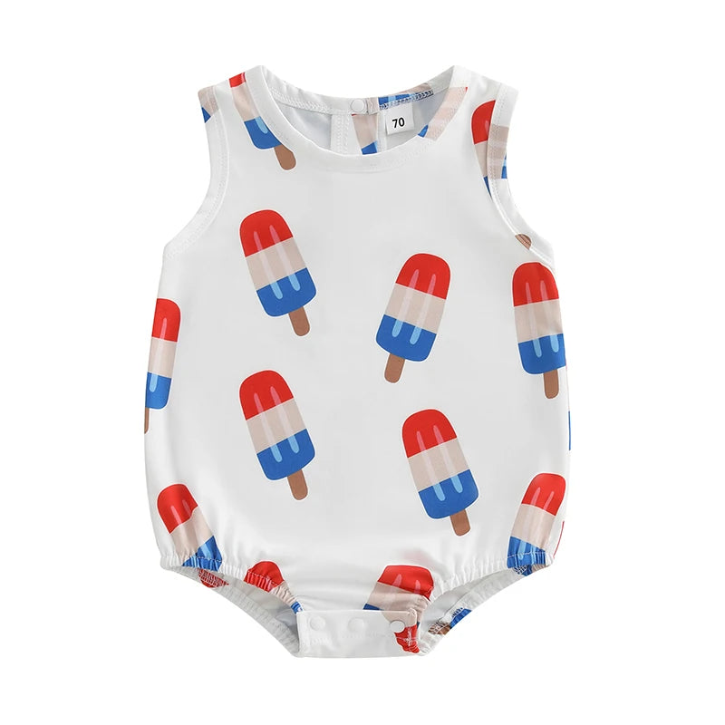 Lioraitiin Newborn Baby Boys Fourth of July Romper for Girls Cute