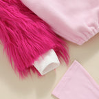 Lioraitiin 0-24M Newborn Baby Girl Flamingo Costume Fuzzy Long Sleeve