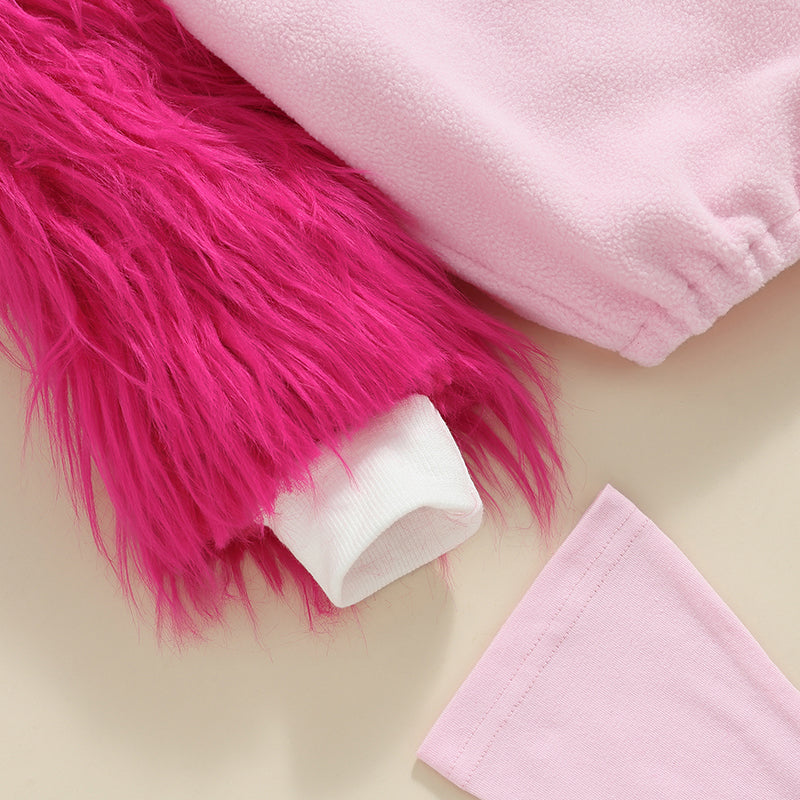 Lioraitiin 0-24M Newborn Baby Girl Flamingo Costume Fuzzy Long Sleeve