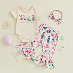 Lioraitiin Baby Girls Outfit Golf Print Short Sleeves Romper and