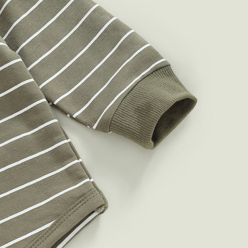 Lioraitiin 0-3Years Baby Boys Pants Set Striped Long Sleeve Crew Neck