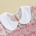 Lioraitiin Newborn Baby Girl Romper Short Sleeve Doll Collar Floral