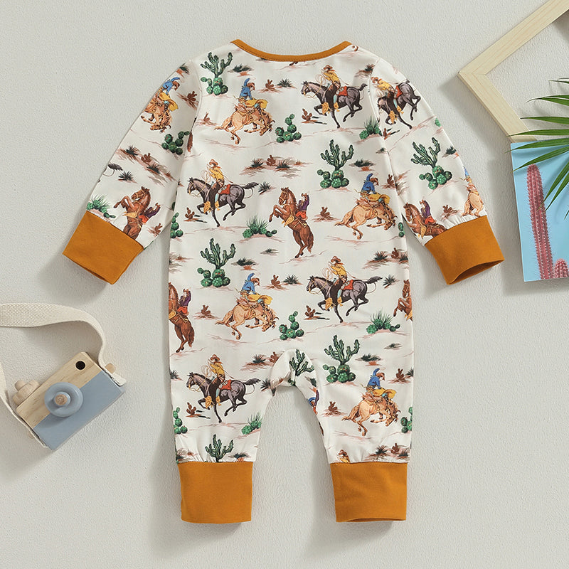 Lioraitiin 0-12M Infant Baby Boys Jumpsuit Long Sleeve Cow/Horse