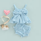 Lioraitiin 0-18M Newborn Baby Girl 2Pcs Sweet Set Striped Print Big
