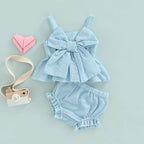 Lioraitiin 0-18M Newborn Baby Girl 2Pcs Sweet Set Striped Print Big