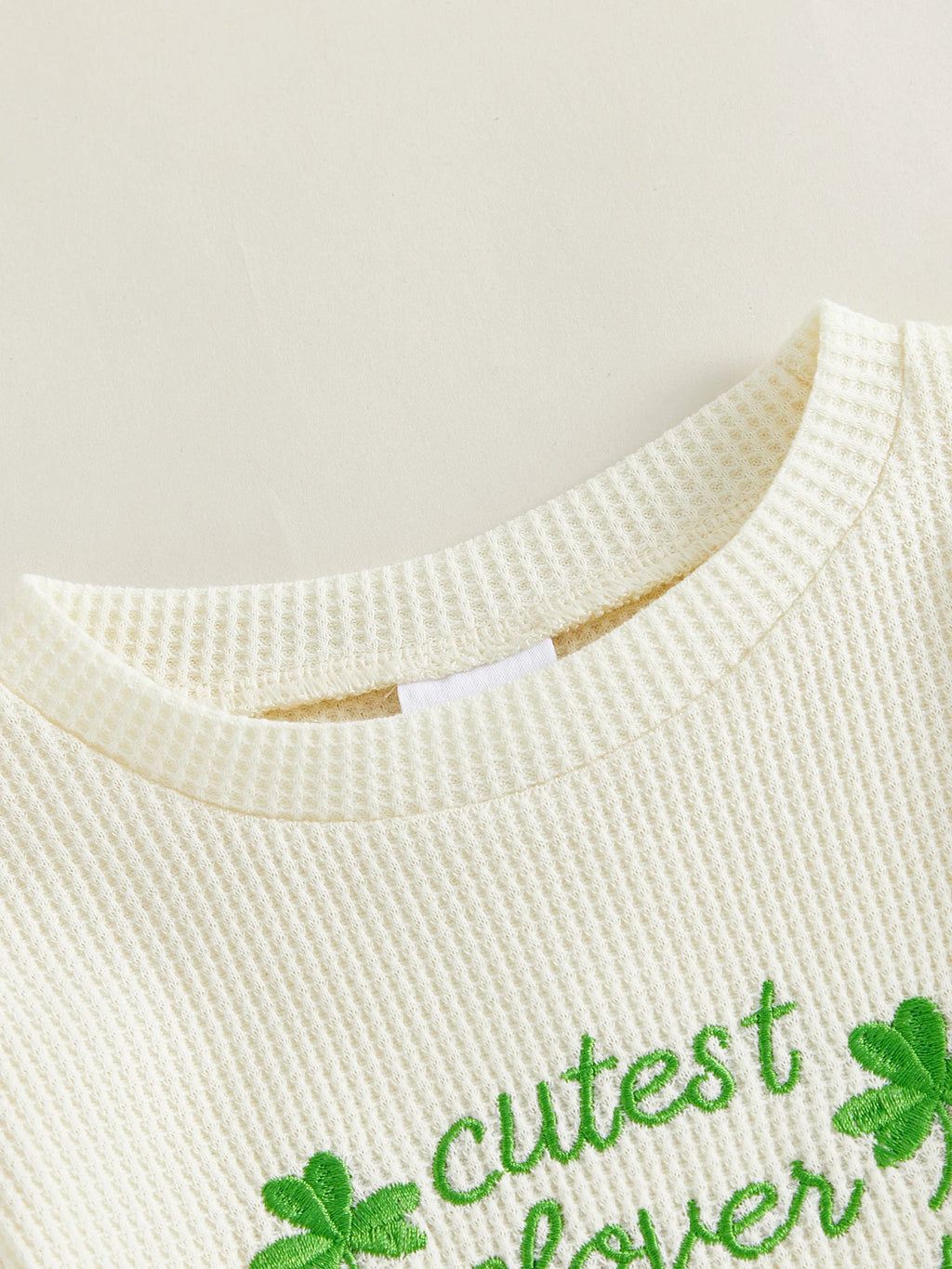 Lioraitiin Baby Girls Outfits Long Sleeve Shamrock Embroidery Romper