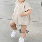 Lioraitiin 0-24M Baby Boys Girls Rompers Solid Short Sleeve O-neck