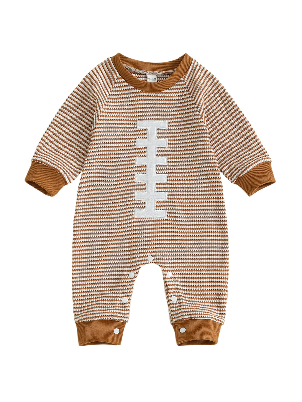 Lioraitiin Baby Boy Sweatshirt Romper Rugby Stripe Print Long Sleeve