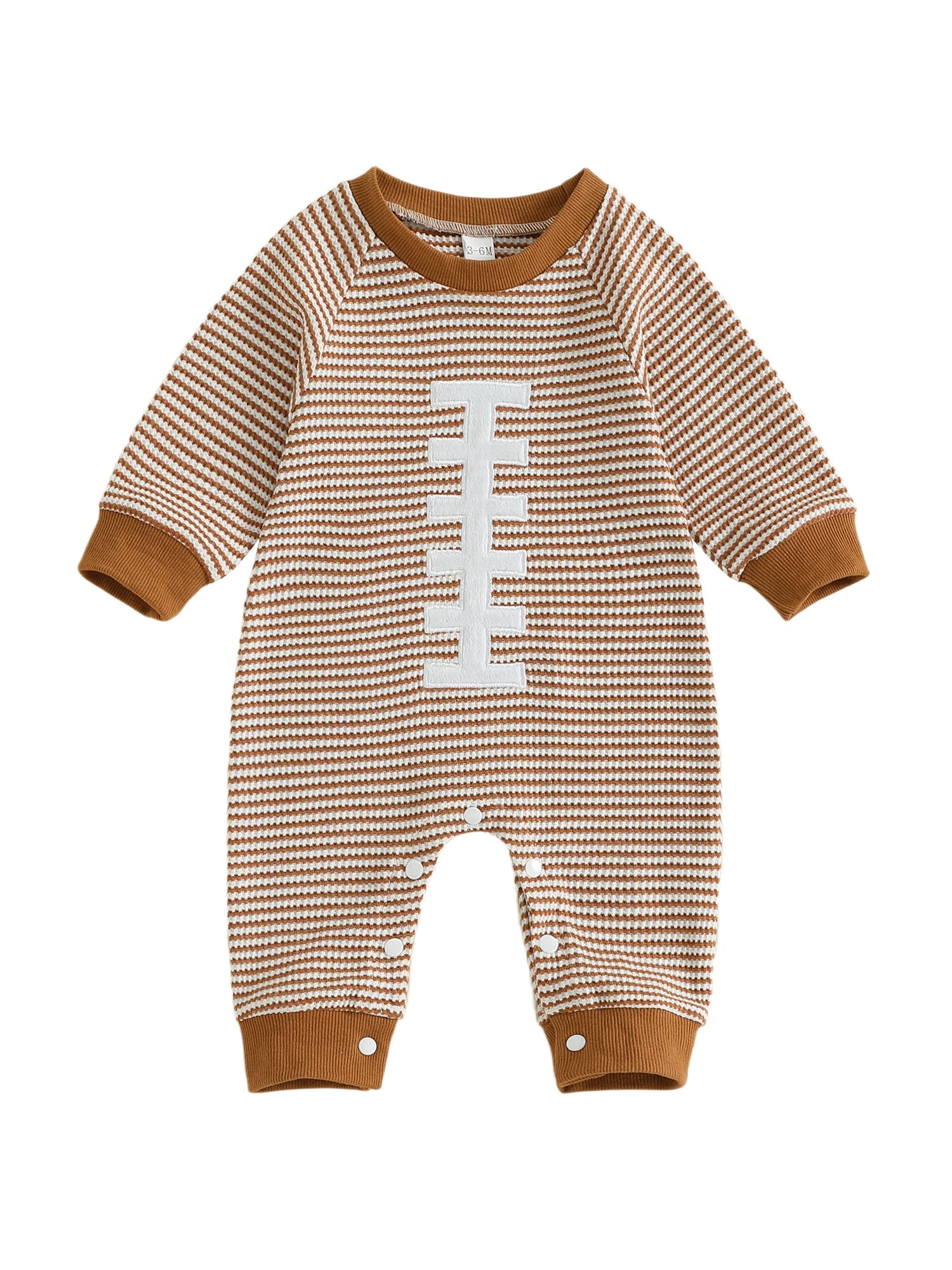 Lioraitiin Baby Boy Sweatshirt Romper Rugby Stripe Print Long Sleeve