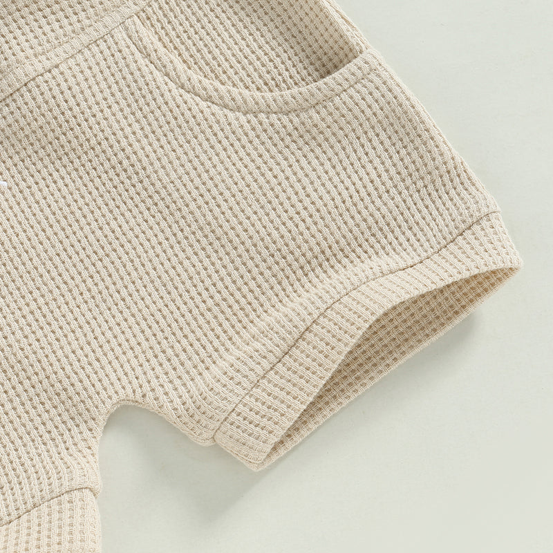 Lioraitiin Toddler Baby 2Pcs Outfits Short Sleeve Waffle Knit Pocket