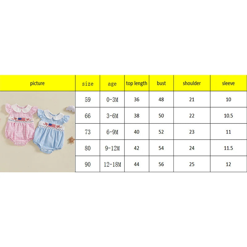 Lioraitiin Newborn Baby Girl 4th of July Romper Ruffle Sleeveless