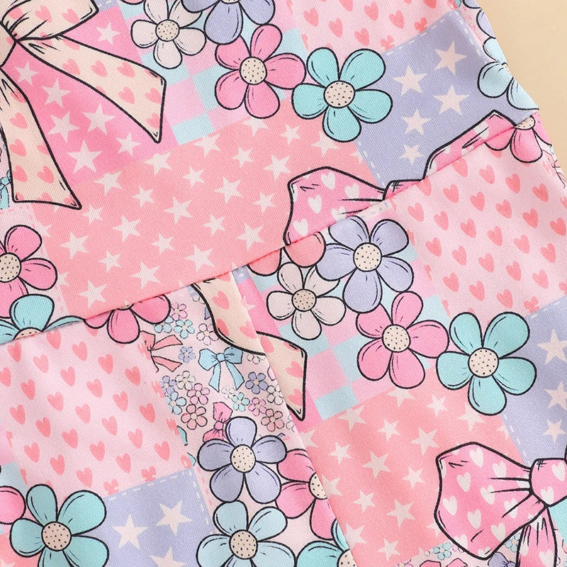 Lioraitiin 6M-4Y Baby Girl Easter Rompers Sleeveless Floral Print