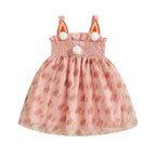 Lioraitiin Toddler Girls Easter Dress Rabbit Carrot Print Sleeveless