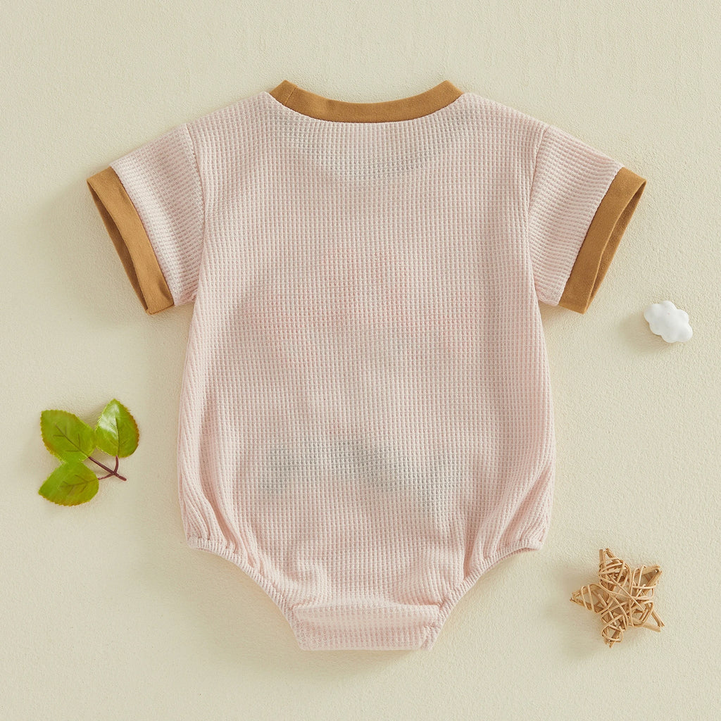 Lioraitiin Baby Girls Romper Fashionable Letter Goose Embroidery Crew