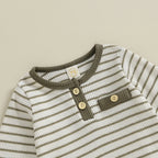 Lioraitiin 0-18M Newborn Baby Boy Girl Waffle Knit Striped Romper