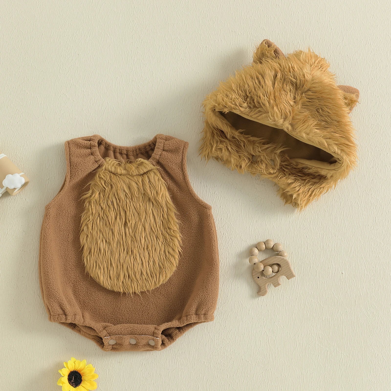 Lioraitiin Baby Boys Halloween Wolf Costume Plush Patchwork