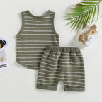 Lioraitiin 0-4Years Kids Baby Boy 2Pcs Outfits Striped Sleeveless