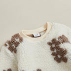 Lioraitiin Toddler Girls Outfits Floral Pattern Fuzzy Long Sleeve