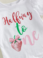 Lioraitiin Baby Girls Shorts Set Short Sleeve Letters Print Romper