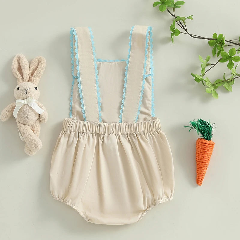 Lioraitiin 0-18M Baby Boys Girls Easter Romper Overalls Rabbit Carrot