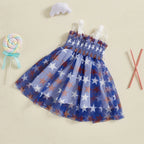 Toddler Girls Fourth of July Cami Dress Sleeveless Stars Print Wing