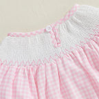 Newborn Baby Girls Cute Romper Bow Embroidery Plaid Long Sleeve