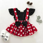Lioraitiin Newborn Baby Girl Fly Sleeve Black Vest Top+Mini Dress