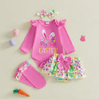 Baby Girl Easter Outfit, Long Sleeve Letters Romper with Eggs Print