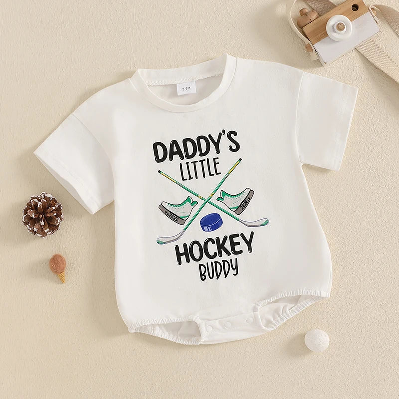 Lioraitiin Toddler Baby Boys Girls Rompers Letter Hockey Print Round