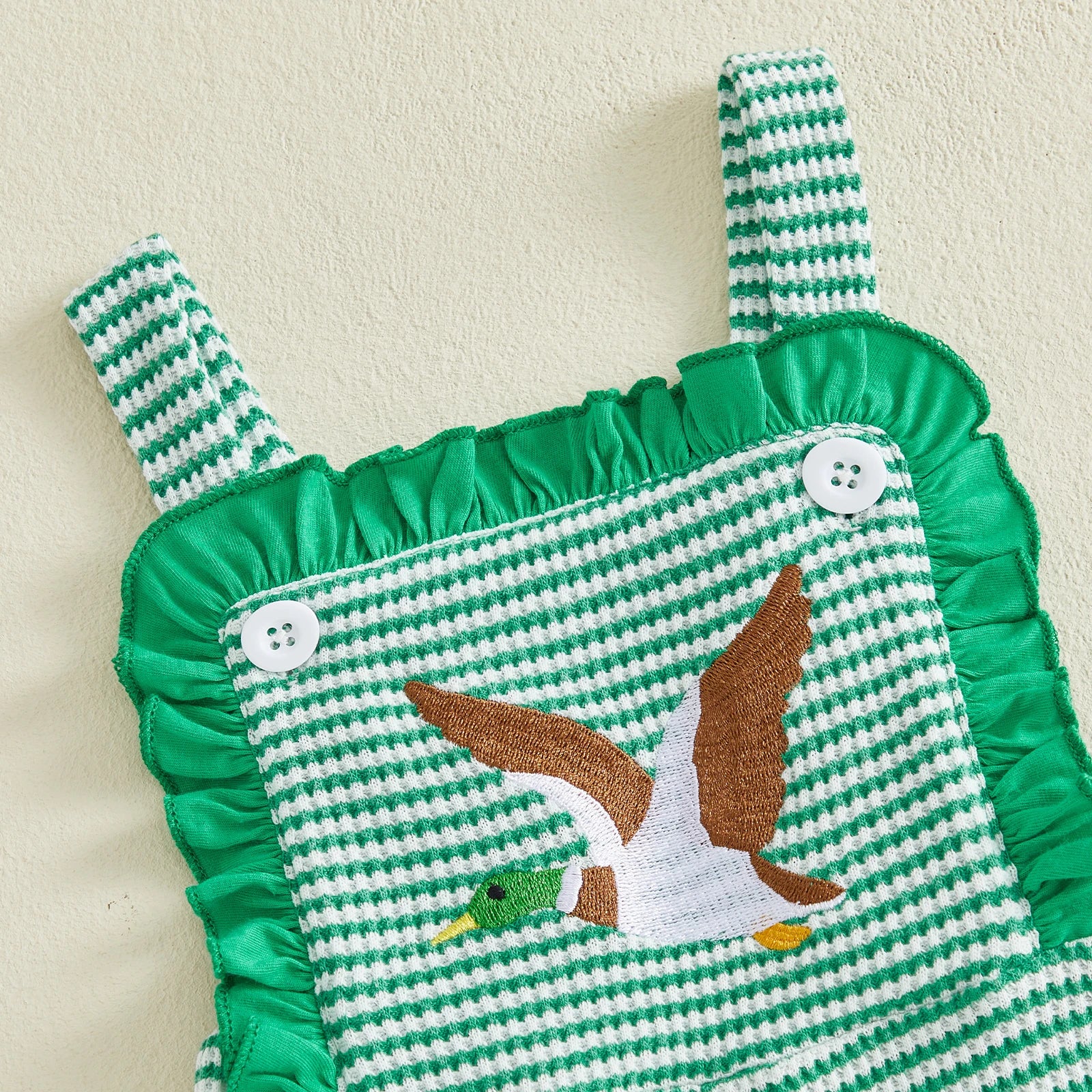 Lioraitiin ï»¿Little Girls Overalls Adorable Duck Embroidery Striped