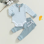 Lioraitiin 0-24M Infant Baby Boy 2Pcs Outfits Long Sleeve Striped