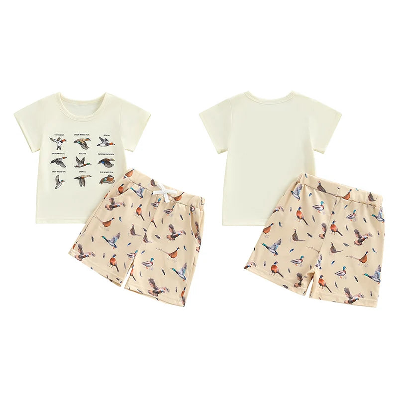 Lioraitiin Toddler Baby Boy Duck Outfit Short Sleeve T-shirts Elastic