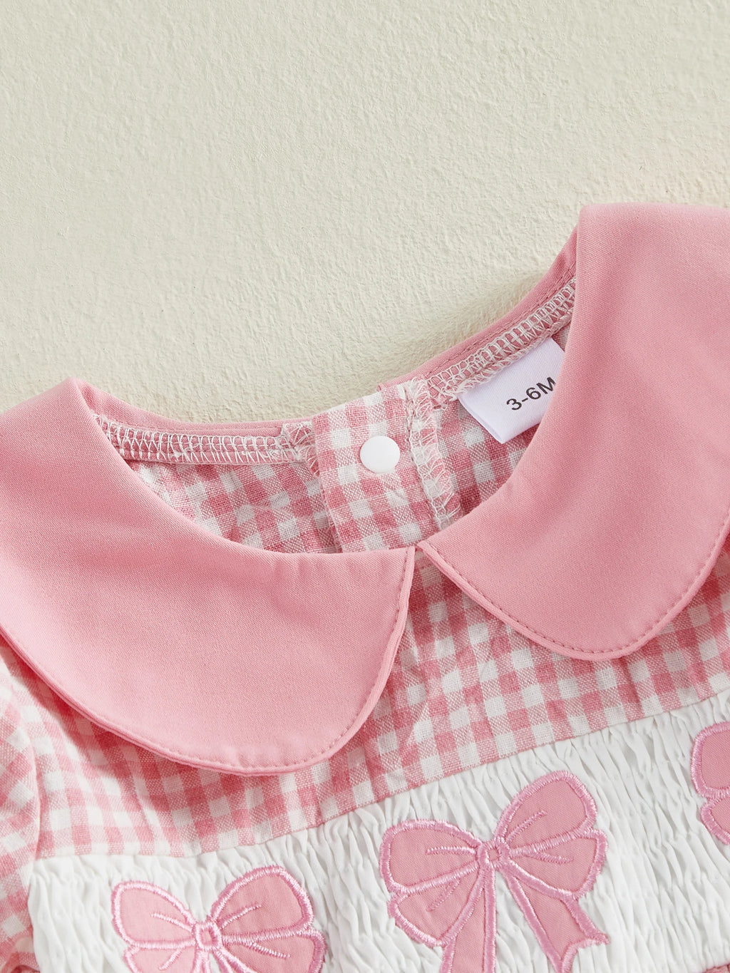 Lioraitiin Baby Girl Plaid Romper Dress Cute Bow Embroidery Smocked