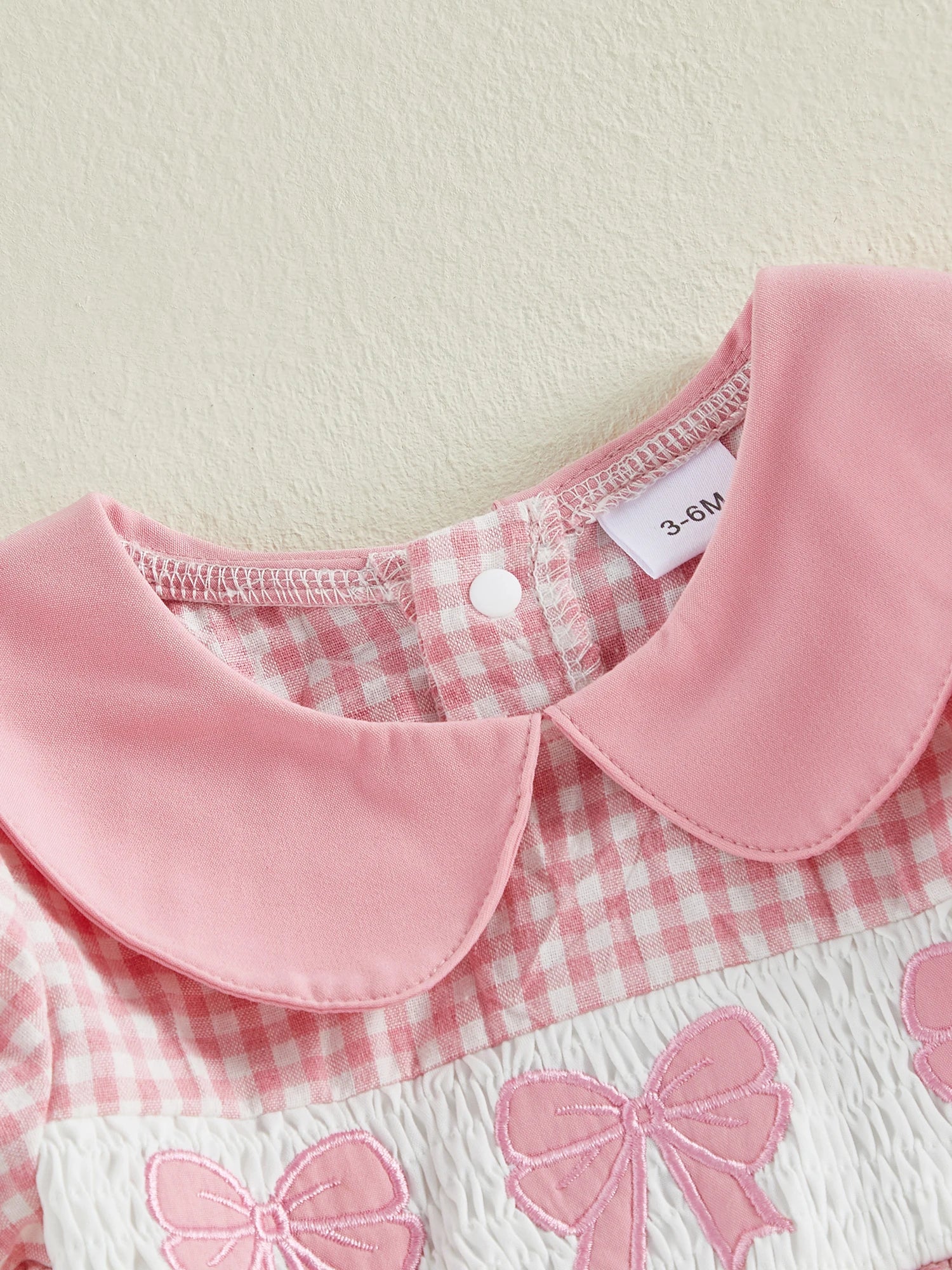 Lioraitiin Baby Girl Plaid Romper Dress Cute Bow Embroidery Smocked