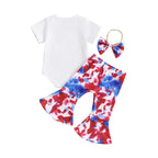 Lioraitiin Baby Girls 4th of July Outfit Letter Print Short Sleeves