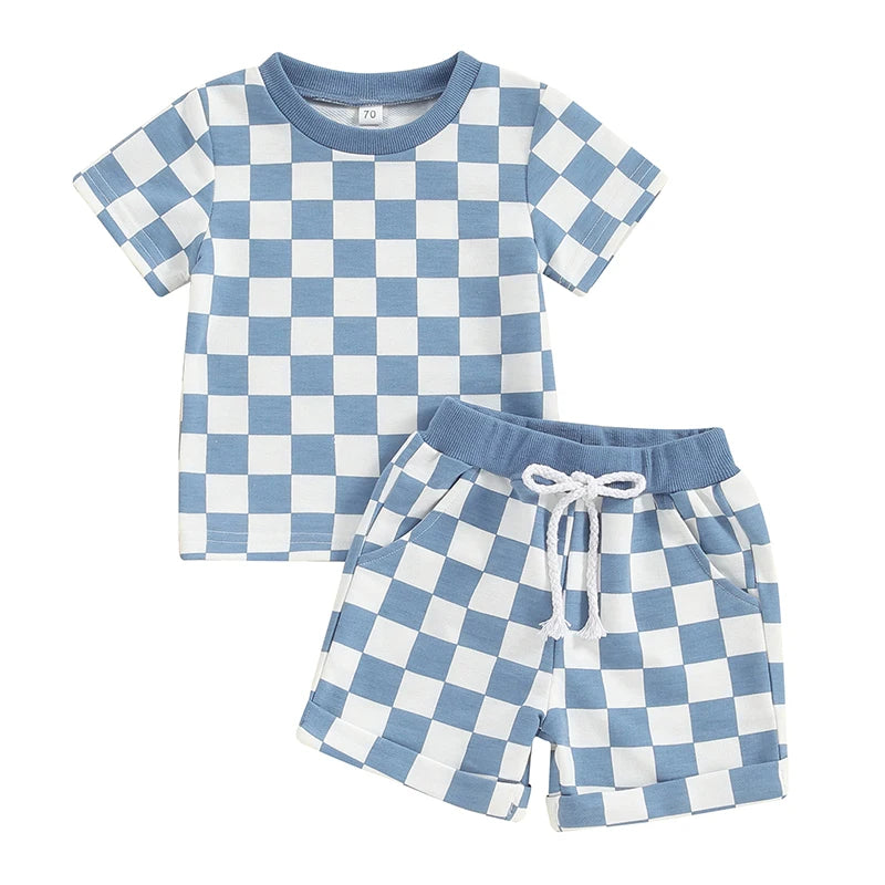 Lioraitiin 0-3Y Toddler Baby Girl Short Outfit Checkered Plaid Short