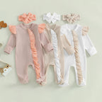 Lioraitiin Baby Girls Outfit, Long Sleeve Crew Neck Frills Zipped