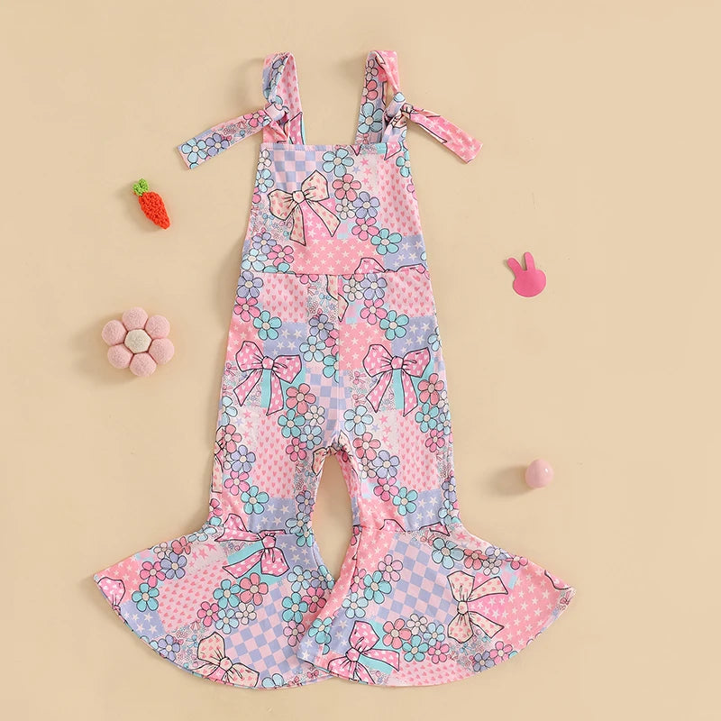 Lioraitiin 6M-4Y Baby Girl Easter Rompers Sleeveless Floral Print