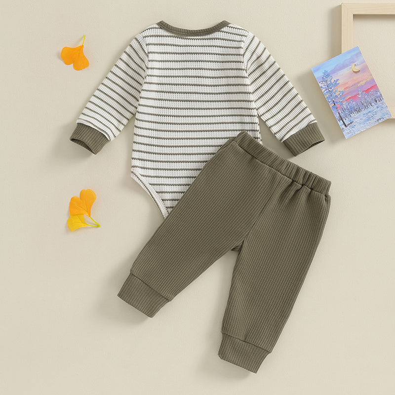 Lioraitiin 0-18M Newborn Baby Boy Girl Waffle Knit Striped Romper