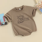 Lioraitiin Baby Boy Girl Western Cow Print Oversized Bubble Romper