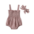 Lioraitiin 0-18M Infant Baby Girl 2Pcs Sleeveless Solid Bodysuit