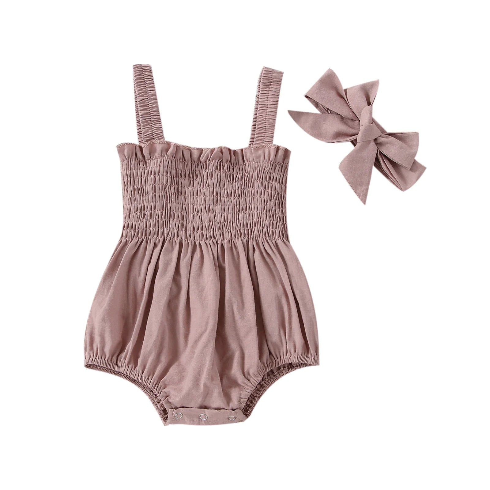 Lioraitiin 0-18M Infant Baby Girl 2Pcs Sleeveless Solid Bodysuit